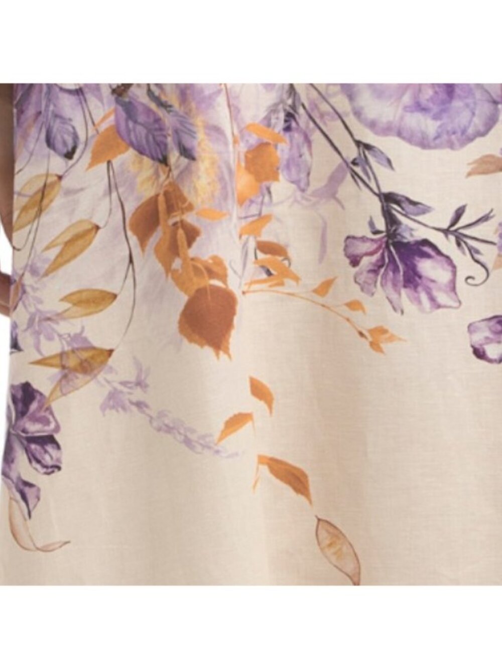 TERZO MILLENNIO Made In Italy Linen Blend Spaghetti Straps Printed Dress - Picture 5 of 5